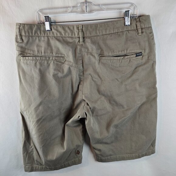 Volcom Shorts Mens 36 Khaki Tan Chino Classic Casual Skateboard 10" Inseam Basic - Picture 4 of 9